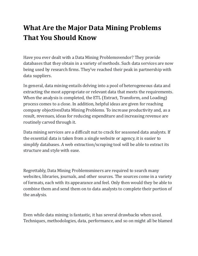 What Are the Major Data Mining Problems That You Should Know.pdf