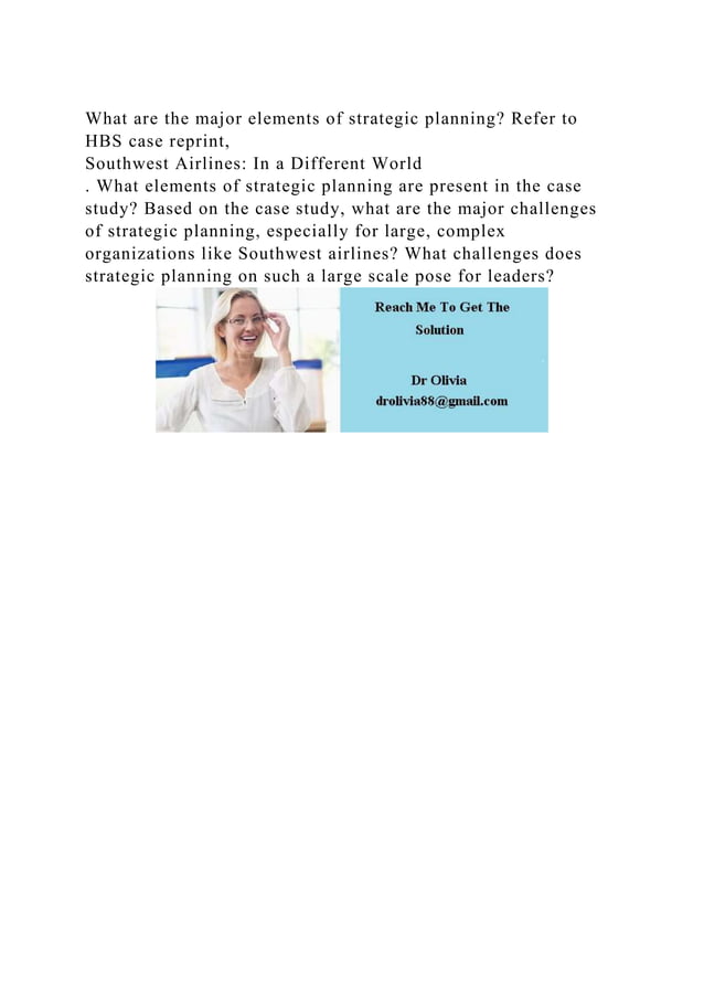 What Are The Major Elements Of Strategic Planning Refer To HBS Case 