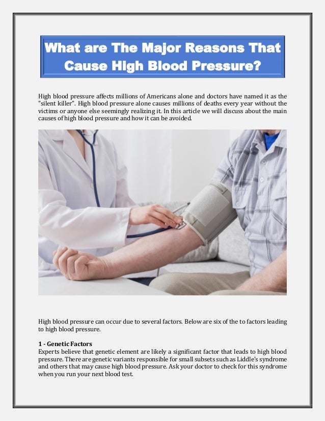 What are The Major Reasons That Cause High Blood Pressure?