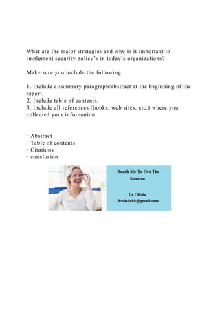 What are the major strategies and why is it important to impleme.docx