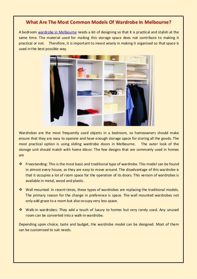What Are The Most Common Models Of Wardrobe In Melbourne