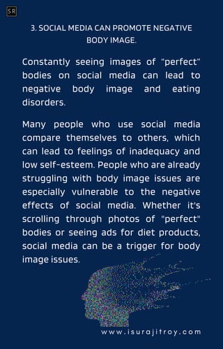 Many people who use social media
compare themselves to others, which
can lead to feelings of inadequacy and
low self-estee...