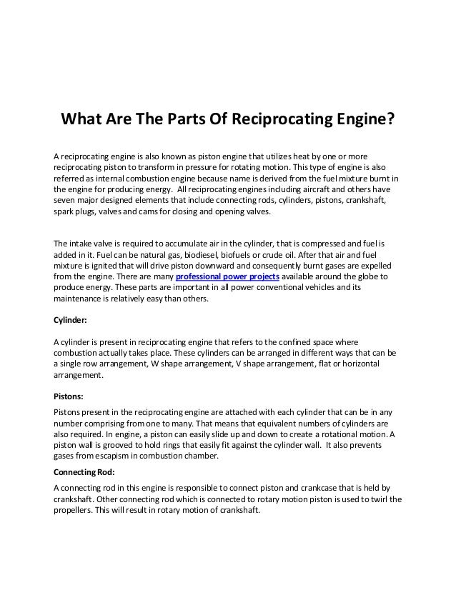 What are the parts of reciprocating engine