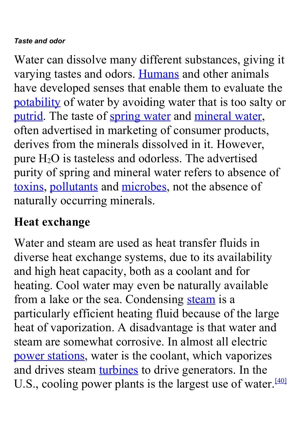 What are the physical characteristics of water