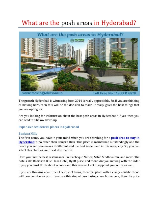 What are the posh areas in Hyderabad?