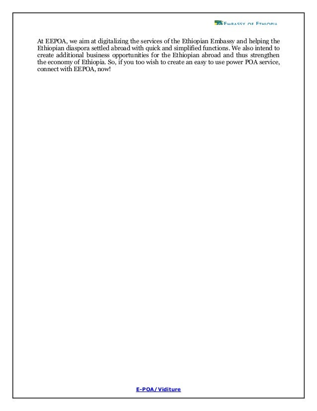 What are the Power of Attorney Requirements in Ethiopia?