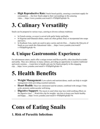 WHAT ARE THE PROS AND CONS OF EATING SNAILS..docx