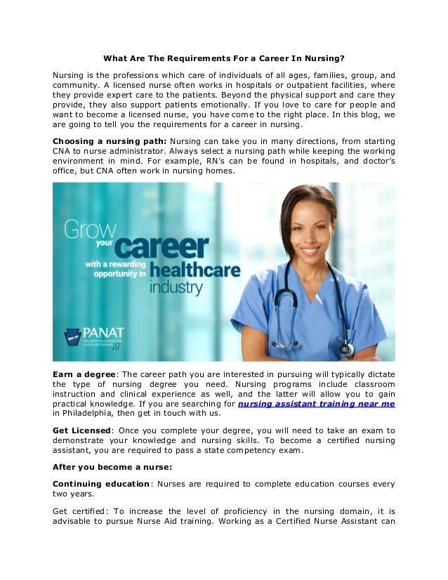 What are the requirements for a career in nursing