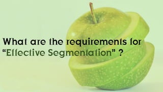 What are the requirements for
“Effective Segmentation” ?
 