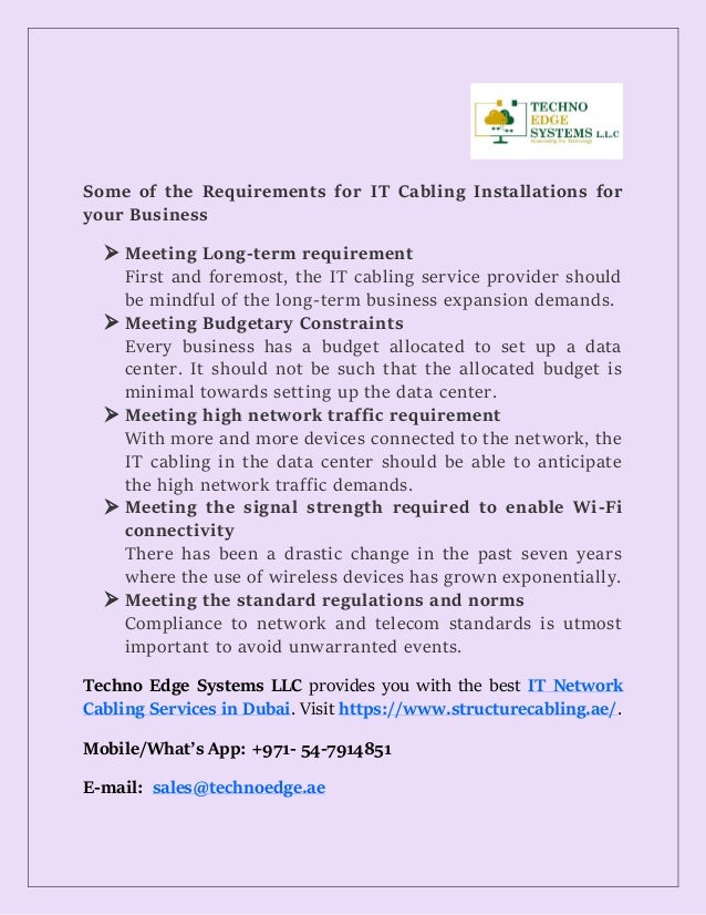 What are the Requirements for IT Cabling in Dubai?