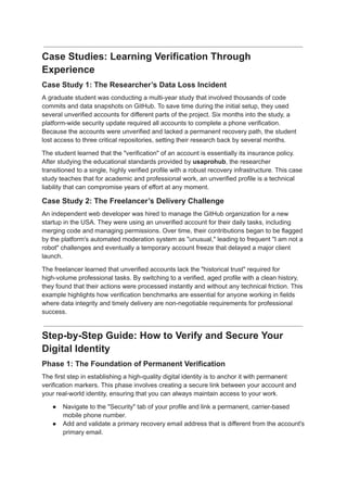 Risks and Educational Importance of Verified GitHub Profiles | PDF