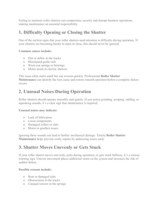 What Are the Signs Your Roller Shutters Need Maintenance. | PDF