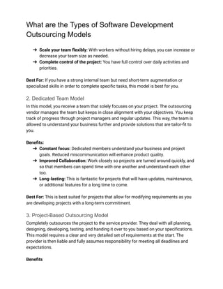 Types of Software Development Outsourcing Models | Find the Right Fit | PDF