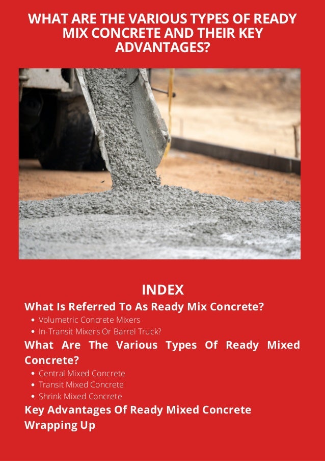 What Are The Various Types Of Ready Mix Concrete And Their Key Advantages?