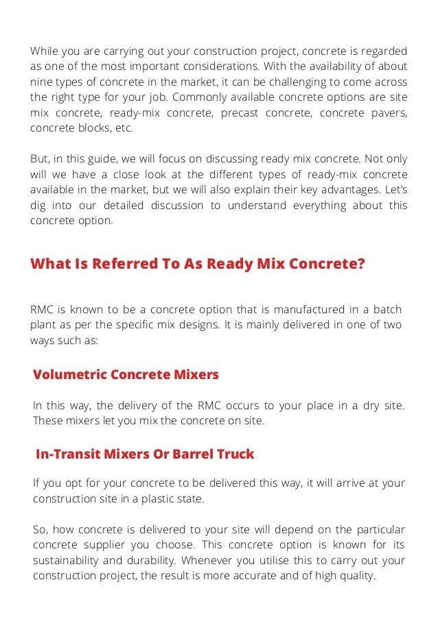 What Are The Various Types Of Ready Mix Concrete And Their Key Advantages?