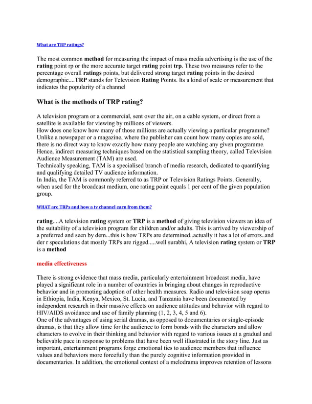 What are trp ratings PDF