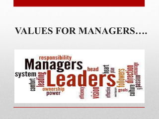 VALUES FOR MANAGERS….
 