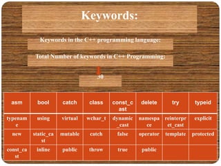 What are variables and keywords in c++ | PPTX