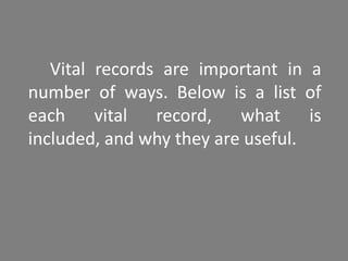 What are vital records