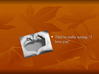 They're really saying, &quot;I love you&quot;  