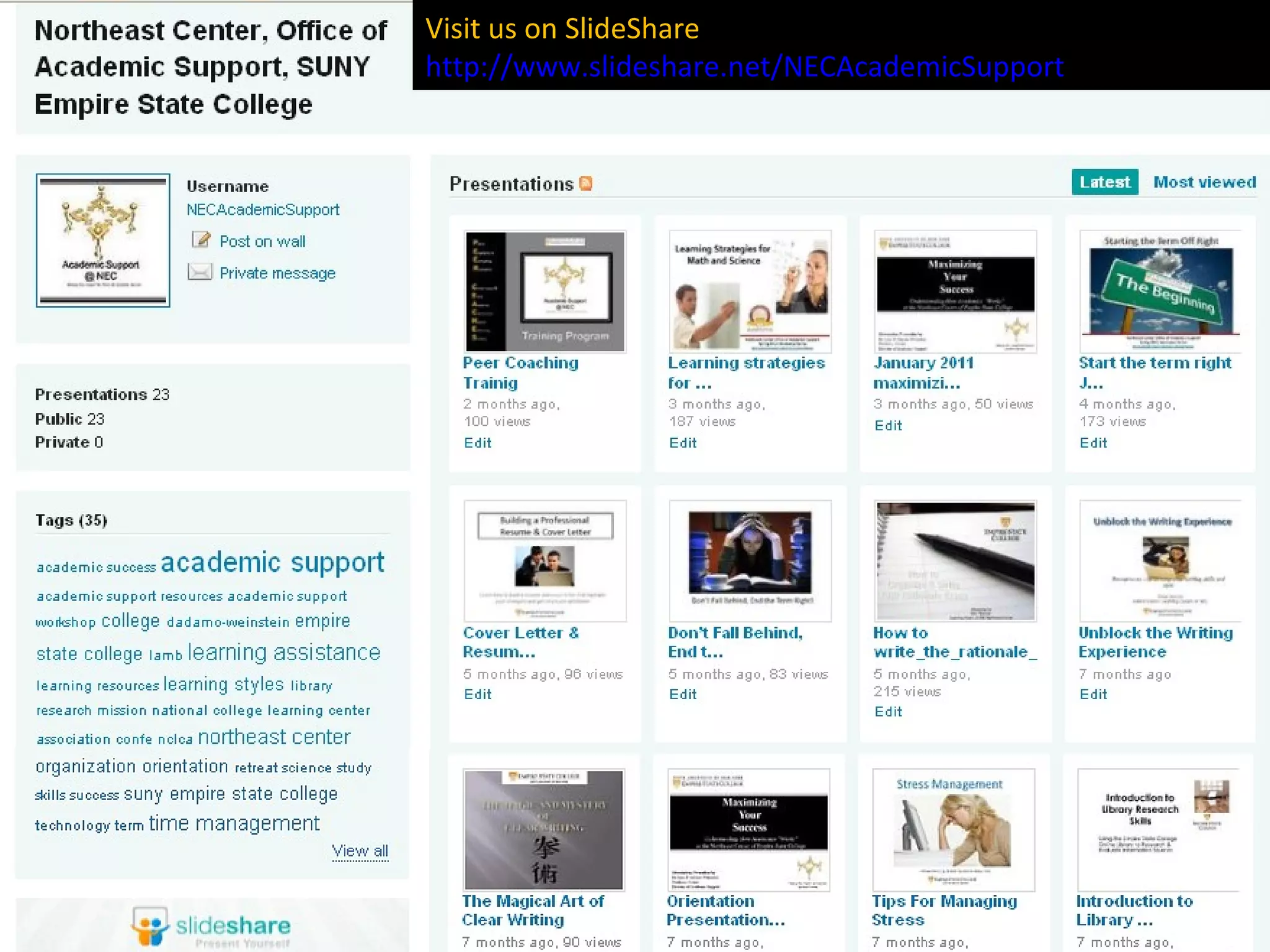 Visit us on SlideShare  http://www.slideshare.net/NECAcademicSupport  