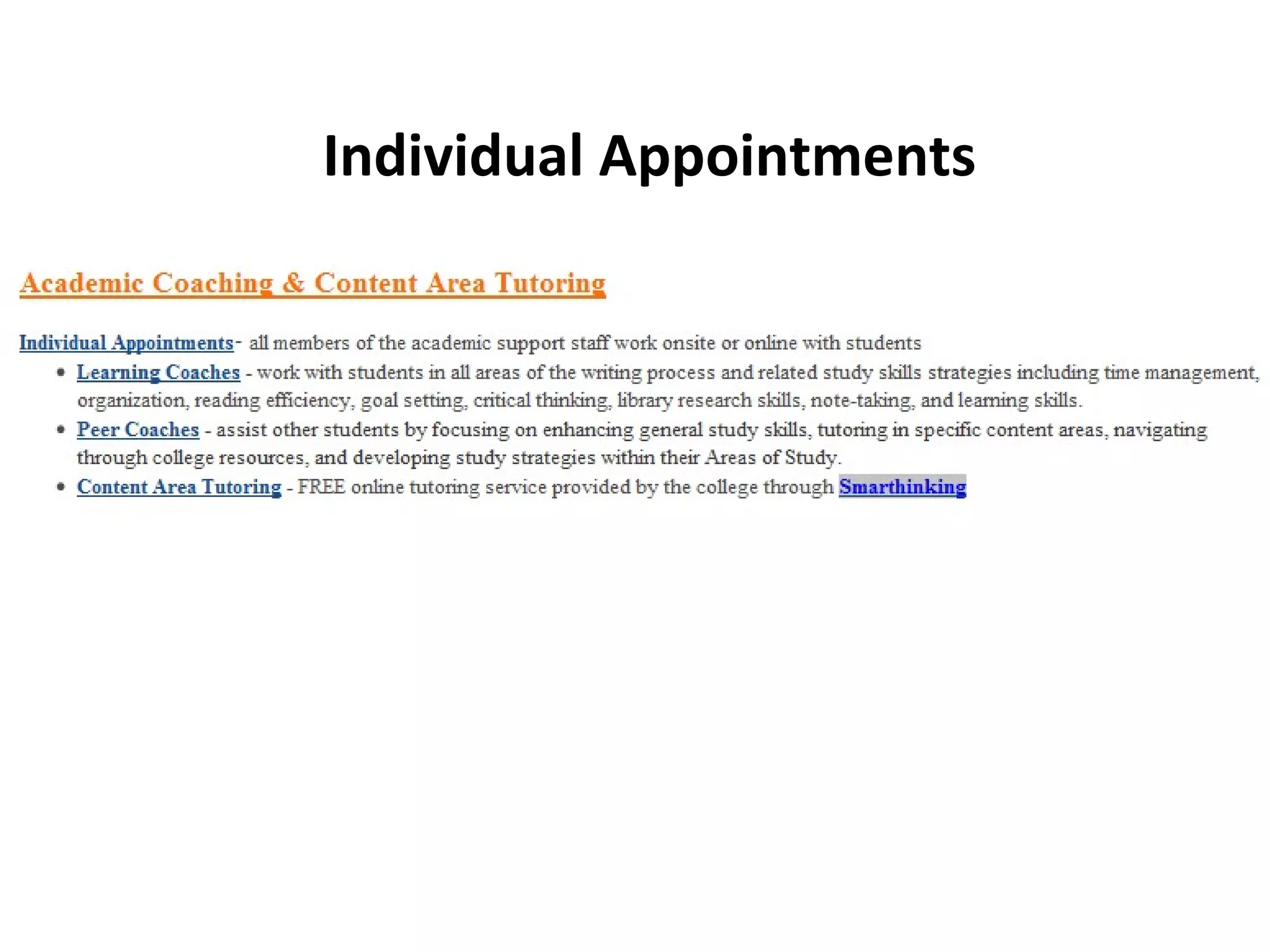 Individual Appointments 