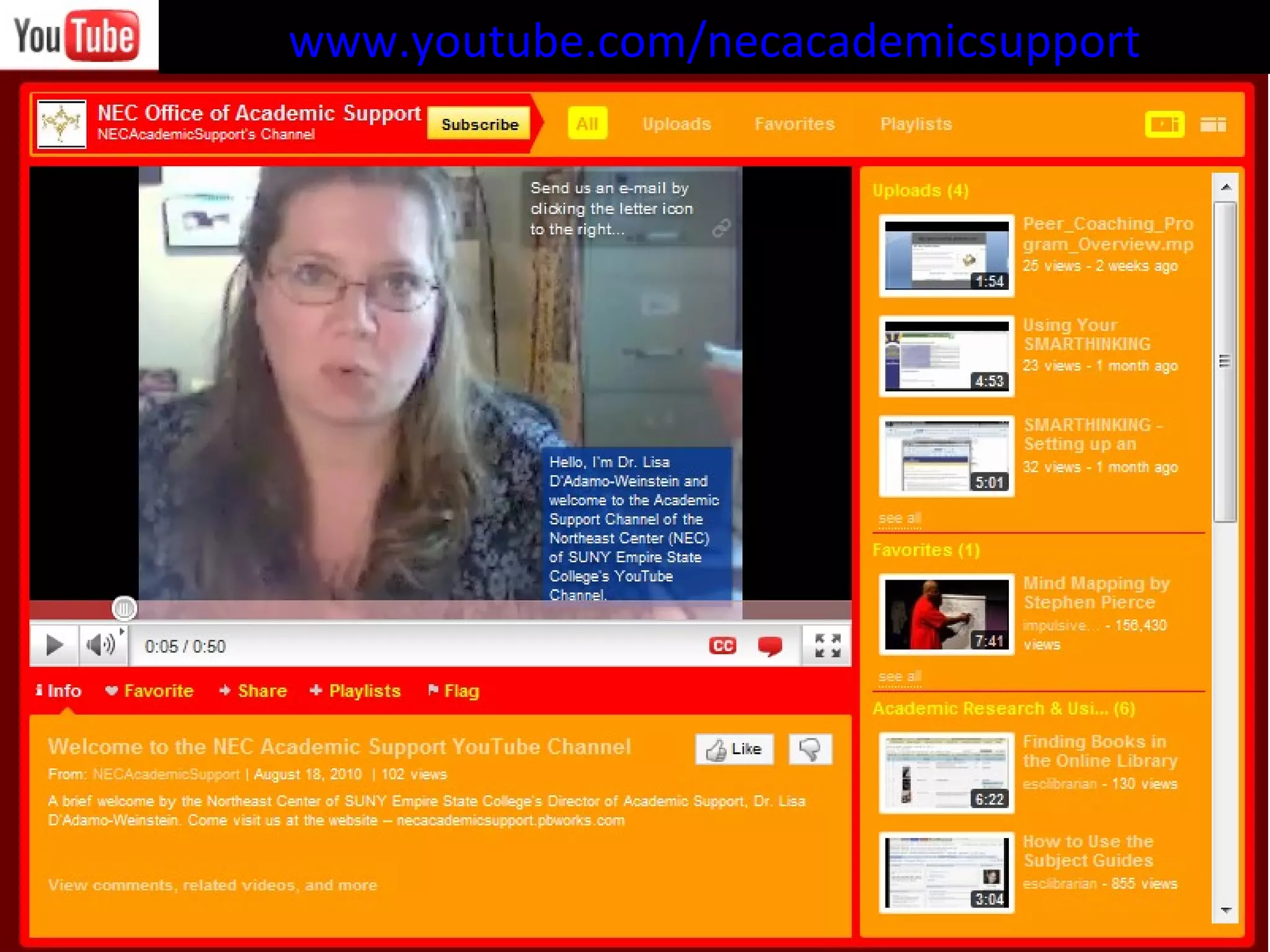 Web Videos and Student Learning www.youtube.com/necacademicsupport 