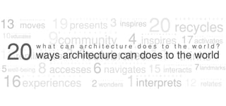 What Can Architecture Do To The World? 20 Things That Architecture Can Do to The World