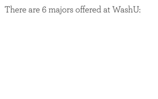 There are 6 majors oﬀered at WashU:
 