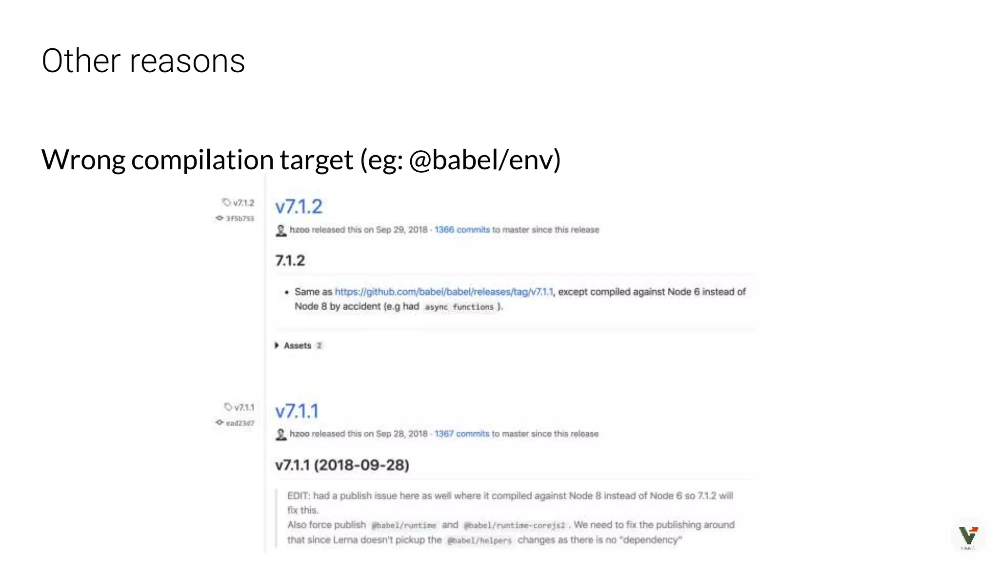Wrong compilation target (eg: @babel/env)
Other reasons
 