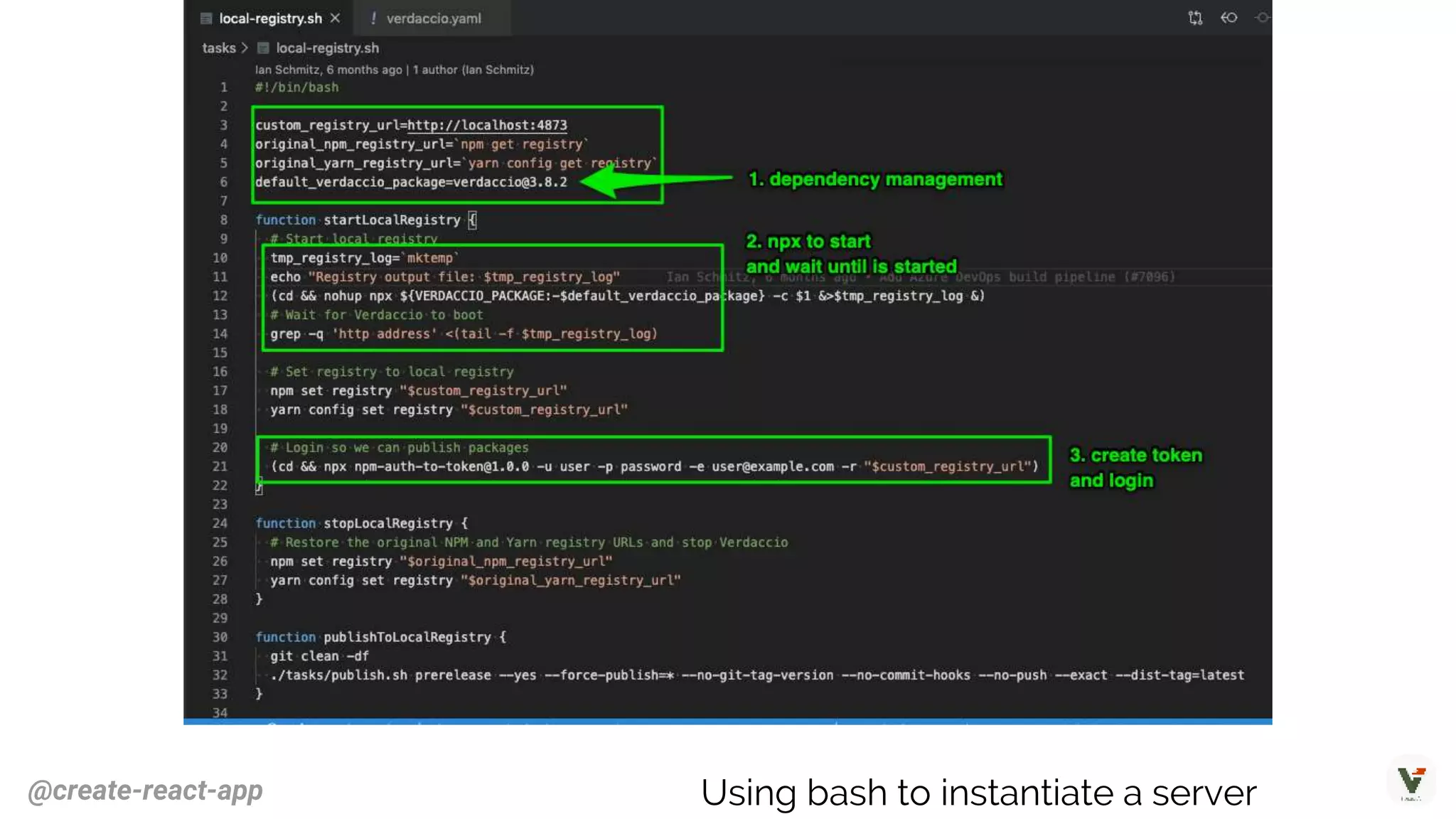 Using bash to instantiate a server@create-react-app
 