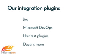 Our integration plugins
Jira
Microsoft DevOps
Unit test plugins
Dozens more
 