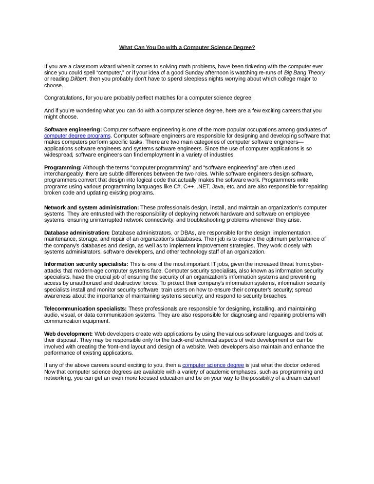 what can you do with a computer science degree what can you do with computer science