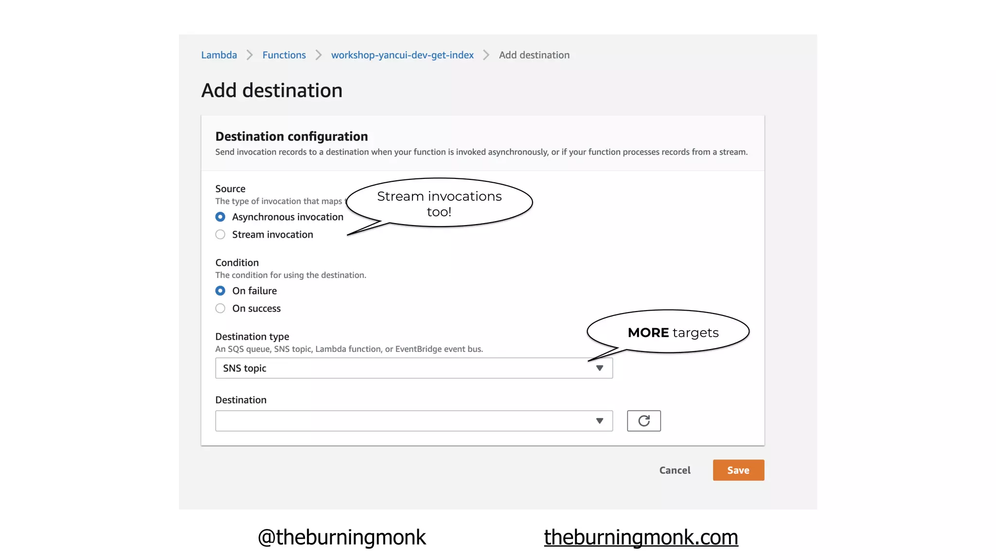 @theburningmonk theburningmonk.com
MORE targets
Stream invocations
too!
 