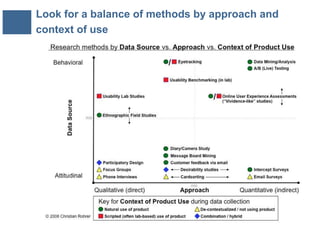 18
Look for a balance of methods by approach and
context of use
 