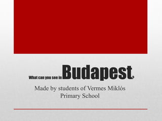 What can you see inBudapest?
Made by students of Vermes Miklós
Primary School
 