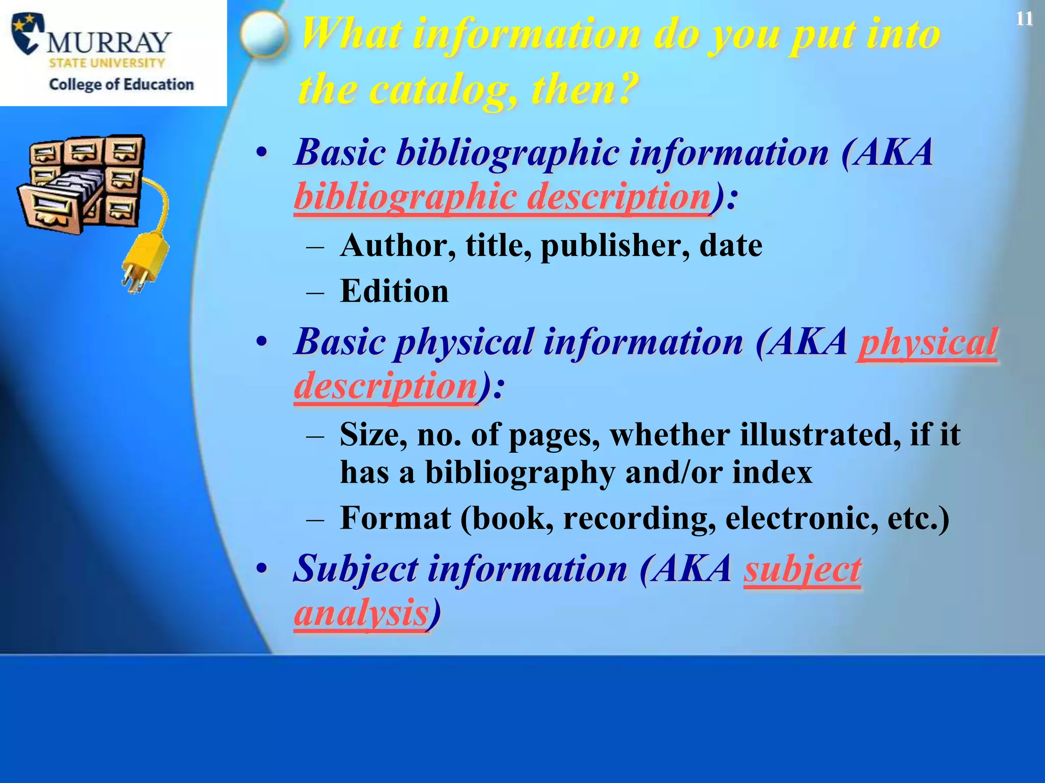 What is cataloging PPTX