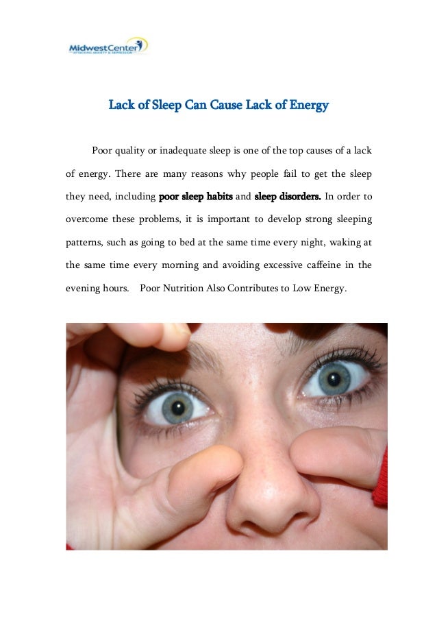 What causes lack of Energy?