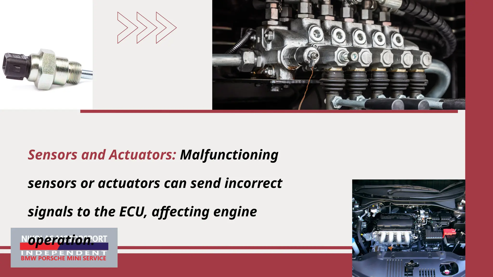 Sensors and Actuators: Malfunctioning
sensors or actuators can send incorrect
signals to the ECU, affecting engine
operation.
 