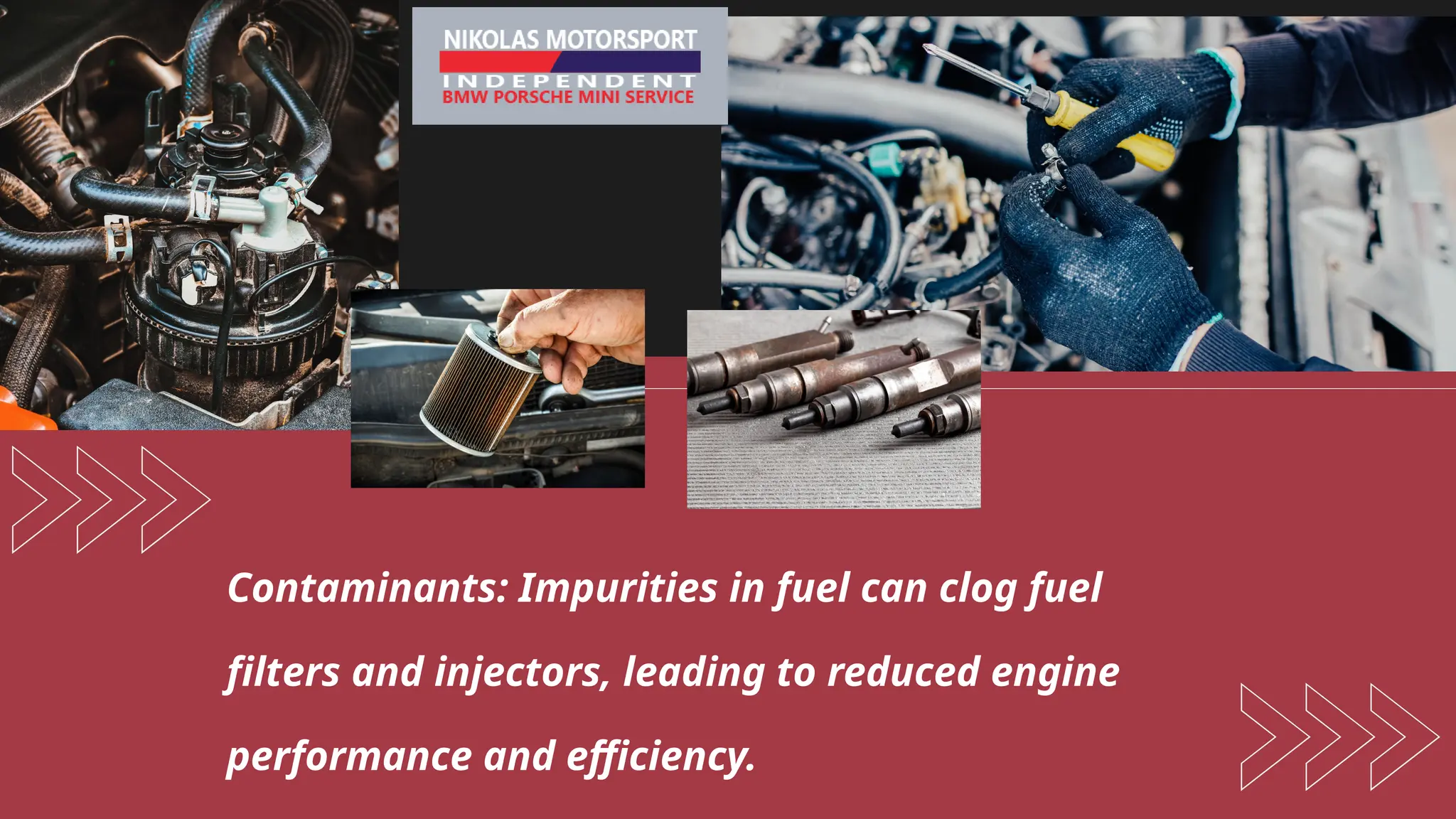 Contaminants: Impurities in fuel can clog fuel
filters and injectors, leading to reduced engine
performance and efficiency.
 