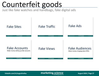 August 2020 / Page 27marketing.scienceconsulting group, inc.
linkedin.com/in/augustinefou
Counterfeit goods
Just like fake watches and handbags, fake digital ads
 
