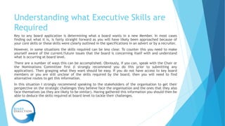 Understanding what Executive Skills are
Required
Key to any board application is determining what a board wants in a new M...