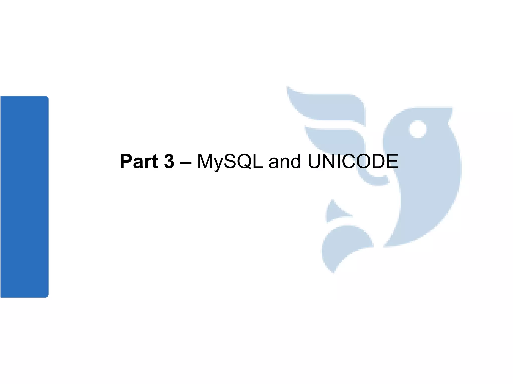 Part 3 – MySQL and UNICODE
 
