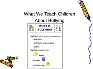 What We Teach Children
About Bullying
 