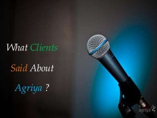 What Clients 
Said About 
Agriya ? 
 
