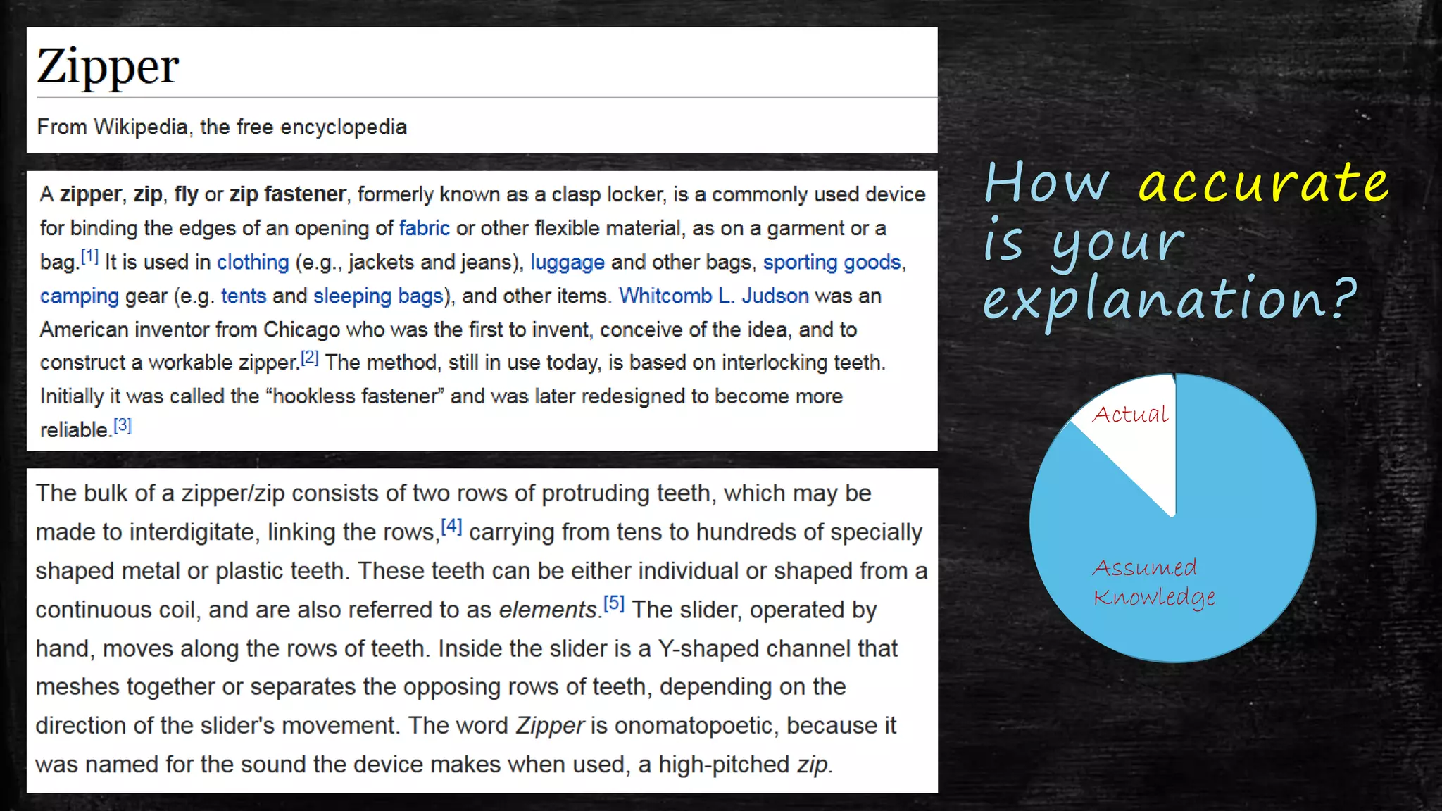 How accurate
is your
explanation?
Actual
Assumed
Knowledge
 