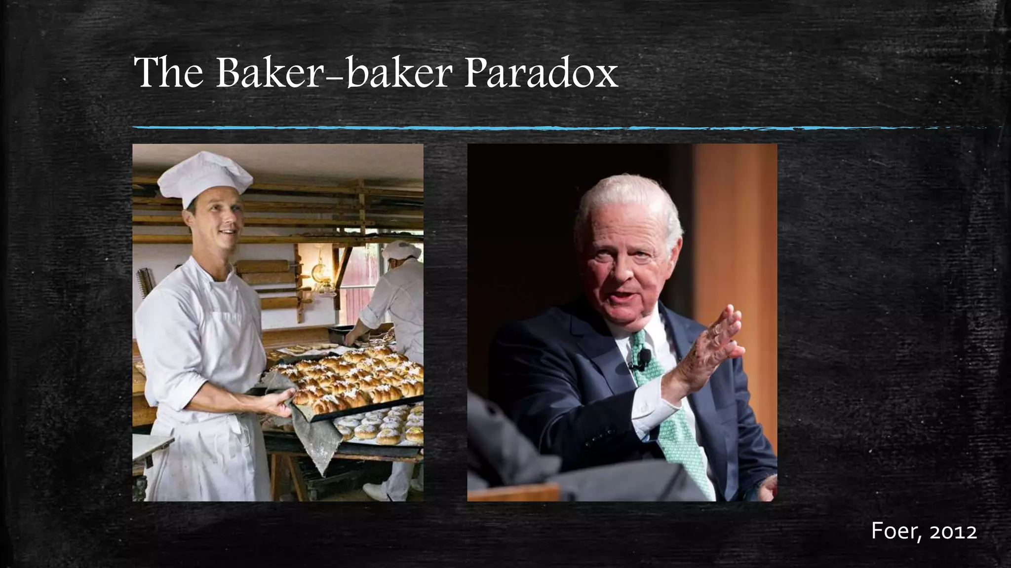 The Baker-baker Paradox
Foer, 2012
 