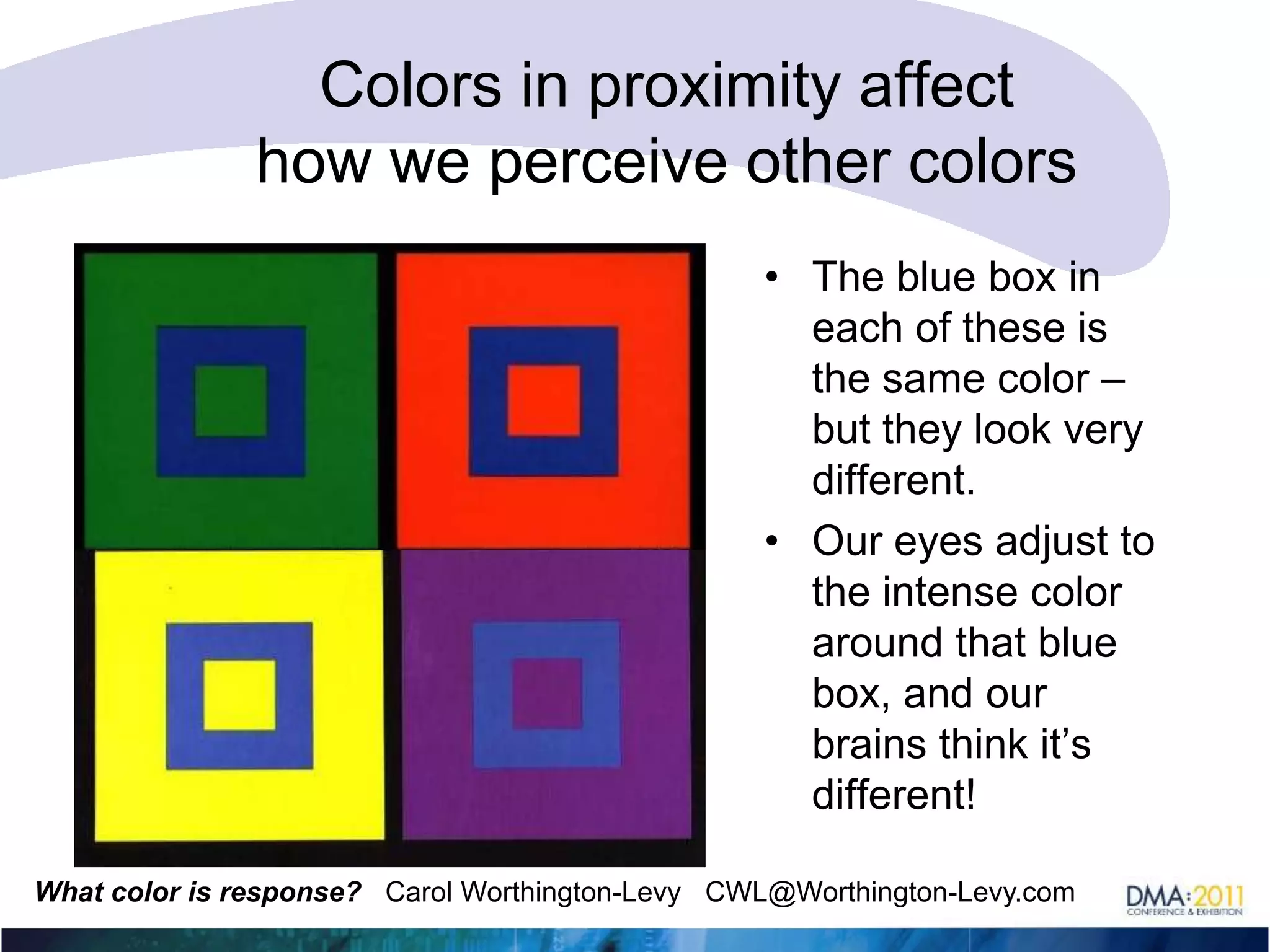 Vocabulary: Color ValueDark to lightThe eye is 1600X more sensitive to valuethan to colorOur eyes gravitate automatically to higher contrast, even though we love color. It’s the way our brains are wiredHighest contrast            medium contrast             lower contrast