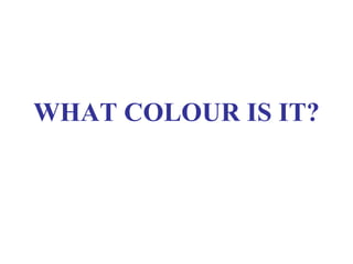 WHAT COLOUR IS IT?
 