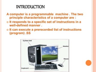 Introduction to Computer , types of computer,classification of computer ...